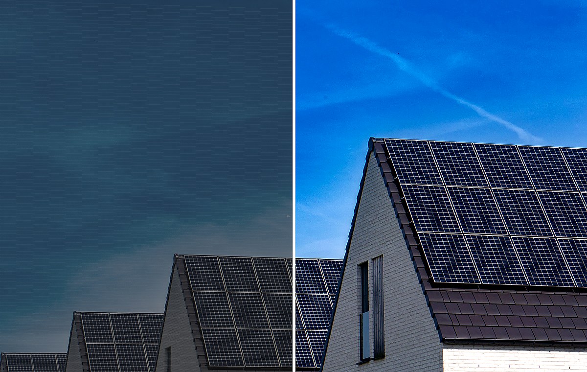 Photovoltaik-Reinigung vorher nachher